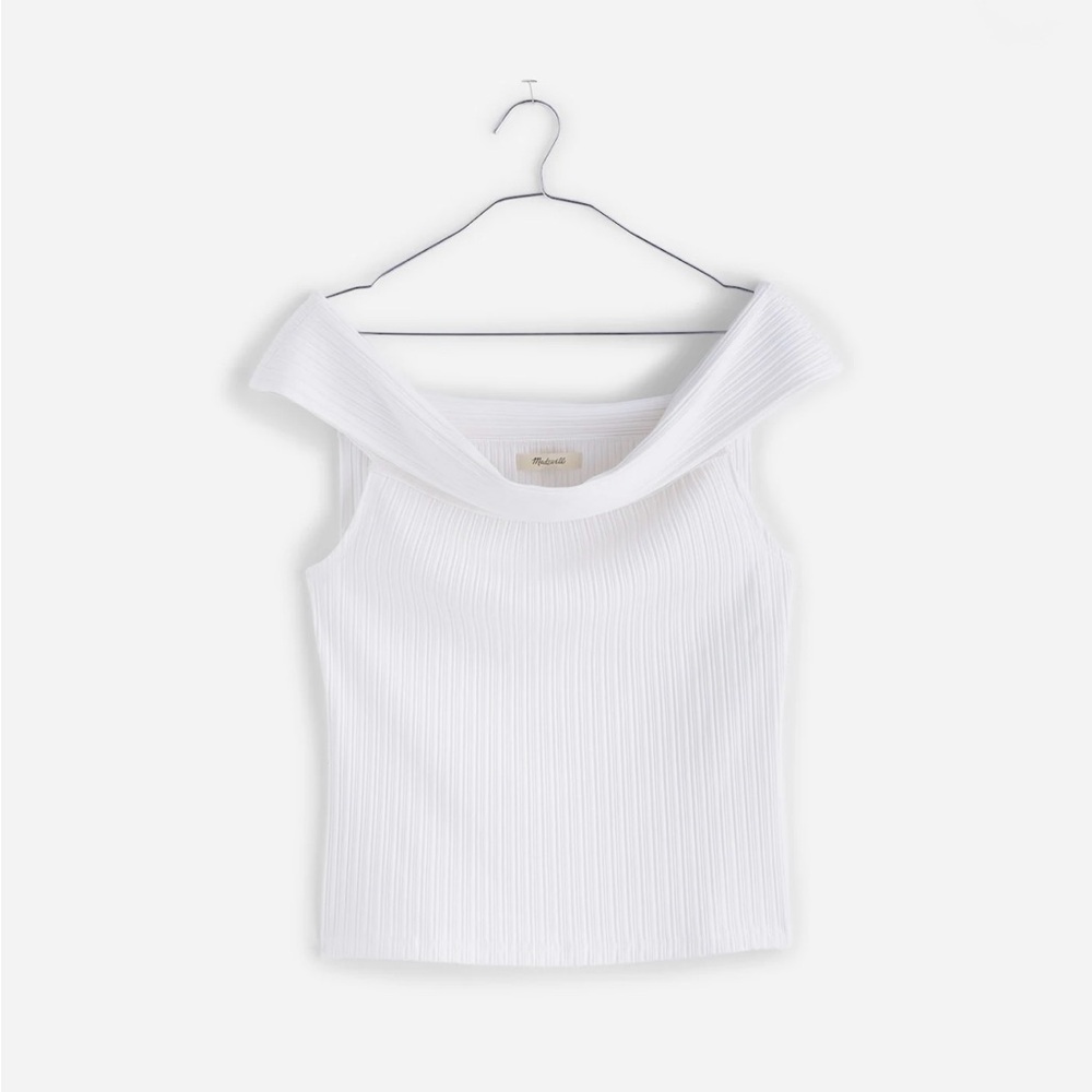 NWT Madewell Ribbed Off-the-Shoulder Top Eyelet White